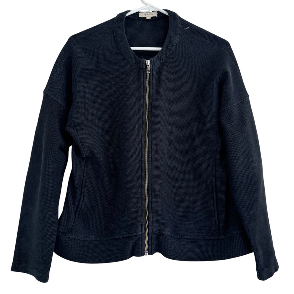 Madewell Womens Textured Knit Black Long Sleeve Zip-up Jacket Size S